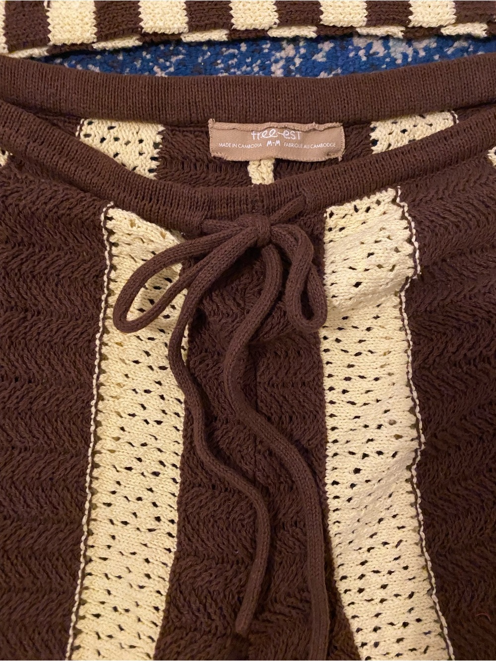 Free People Striped Knit Joggers and Top in Brown and Cream - Picture 3 of 4